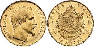 50 Франк Вторая французская империя (1852-1870) Золото Наполеон III Бонапарт (1808-1873)