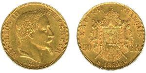 50 Франк Вторая французская империя (1852-1870) Золото Наполеон III Бонапарт (1808-1873)