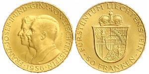 50 Франк Ліхтенштейн (1719 - ) Золото Franz Joseph II, Prince of Liechtenstein (1938 - 1989) 