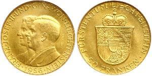 50 Франк Ліхтенштейн (1719 - ) Золото Franz Joseph II, Prince of Liechtenstein (1938 - 1989) 