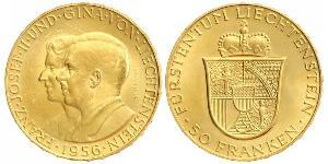 50 Франк Ліхтенштейн (1719 - ) Золото Franz Joseph II, Prince of Liechtenstein (1938 - 1989) 