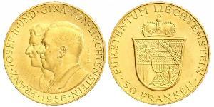 50 Франк Ліхтенштейн (1719 - ) Золото Franz Joseph II, Prince of Liechtenstein (1938 - 1989) 