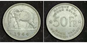 50 Франк Бельгийское Конго (1908 - 1960) Серебро 