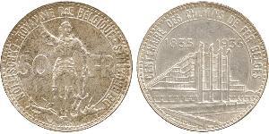 50 Франк Бельгия Серебро 