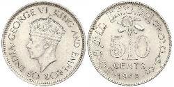 50 Цент Шрі-Ланка (1948 - )  Георг VI (1895-1952)