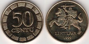 50 Цент Литва (1991 - ) Латунь 