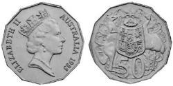50 Цент Австралия (1939 - ) Никель/Медь Елизавета II (1926-2022)
