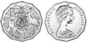 50 Цент Австралия (1939 - ) Никель/Медь Елизавета II (1926-2022)