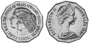 50 Цент Австралія (1939 - ) Нікель/Мідь Єлизавета II (1926-2022)