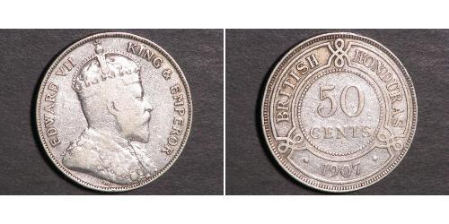 50 Цент Британский Гондурас (1862-1981) Серебро Эдуард VII (1841-1910)