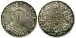 50 Цент Канада Серебро Эдуард VII (1841-1910)