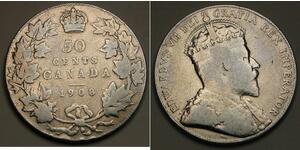 50 Цент Канада Серебро Эдуард VII (1841-1910)