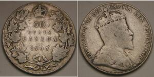 50 Цент Канада Серебро Эдуард VII (1841-1910)