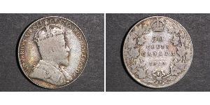 50 Цент Канада Серебро Эдуард VII (1841-1910)