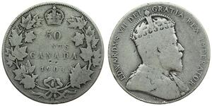 50 Цент Канада Серебро Эдуард VII (1841-1910)