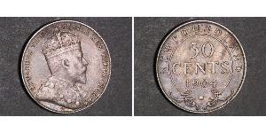 50 Цент Ньюфаундленд и Лабрадор Серебро Эдуард VII (1841-1910)