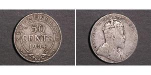 50 Цент Ньюфаундленд и Лабрадор Серебро Эдуард VII (1841-1910)