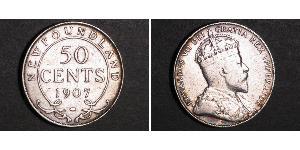 50 Цент Ньюфаундленд и Лабрадор Серебро Эдуард VII (1841-1910)