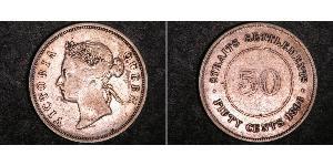 50 Цент Стрейтс-Сетлментс (1826 - 1946) Серебро Виктория (1819 - 1901)