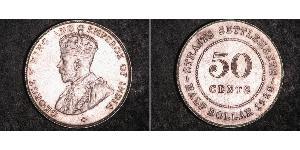 50 Цент Стрейтс-Сетлментс (1826 - 1946) Серебро Георг V (1865-1936)