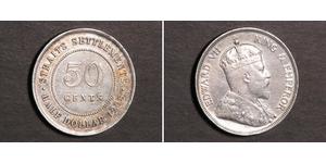 50 Цент Стрейтс-Сетлментс (1826 - 1946) Серебро Эдуард VII (1841-1910)