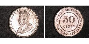 50 Цент Стрейтс-Сетлментс (1826 - 1946) Серебро Георг V (1865-1936)