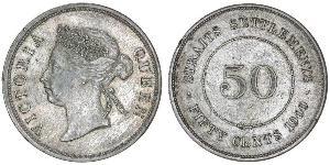 50 Цент Стрейтс-Сетлментс (1826 - 1946) Серебро Виктория (1819 - 1901)