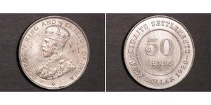 50 Цент Стрейтс-Сетлментс (1826 - 1946) Серебро Георг V (1865-1936)