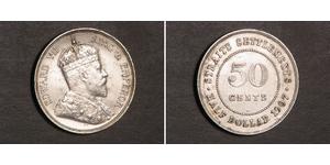 50 Цент Стрейтс-Сетлментс (1826 - 1946) Серебро Эдуард VII (1841-1910)