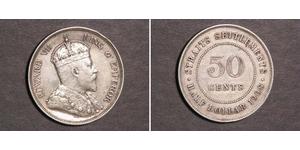 50 Цент Стрейтс-Сетлментс (1826 - 1946) Серебро Эдуард VII (1841-1910)