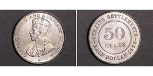 50 Цент Стрейтс-Сетлментс (1826 - 1946) Серебро Георг V (1865-1936)