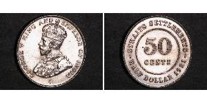 50 Цент Стрейтс-Сетлментс (1826 - 1946) Серебро Георг V (1865-1936)