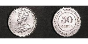 50 Цент Стрейтс-Сетлментс (1826 - 1946) Серебро Георг V (1865-1936)