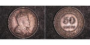 50 Цент Стрейтс-Сетлментс (1826 - 1946) Серебро Эдуард VII (1841-1910)