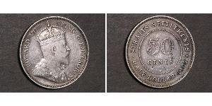 50 Цент Стрейтс-Сетлментс (1826 - 1946) Серебро Эдуард VII (1841-1910)