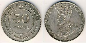 50 Цент Стрейтс-Сетлментс (1826 - 1946) Серебро Георг V (1865-1936)
