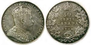 50 Цент Канада Срібло Едвард VII (1841-1910)