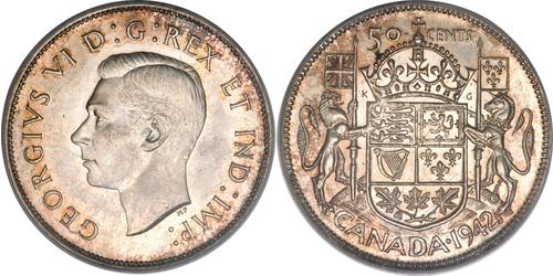 50 Цент Канада Срібло Георг VI (1895-1952)