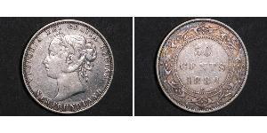 50 Цент Ньюфаундленд і Лабрадор Срібло Вікторія (1819 - 1901)