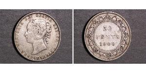50 Цент Ньюфаундленд і Лабрадор Срібло Вікторія (1819 - 1901)