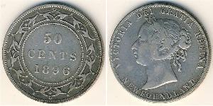 50 Цент Ньюфаундленд і Лабрадор Срібло Вікторія (1819 - 1901)