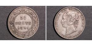 50 Цент Ньюфаундленд і Лабрадор Срібло Вікторія (1819 - 1901)