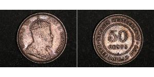 50 Цент Стрейтс-Сетлментс (1826 - 1946) Срібло Едвард VII (1841-1910)