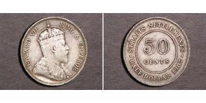 50 Цент Стрейтс-Сетлментс (1826 - 1946) Срібло Едвард VII (1841-1910)