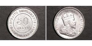 50 Цент Стрейтс-Сетлментс (1826 - 1946) Срібло Едвард VII (1841-1910)