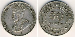 50 Цент Стрейтс-Сетлментс (1826 - 1946) Срібло Георг V (1865-1936)