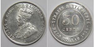 50 Цент Стрейтс-Сетлментс (1826 - 1946) Срібло Георг V (1865-1936)