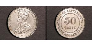 50 Цент Стрейтс-Сетлментс (1826 - 1946) Срібло Георг V (1865-1936)