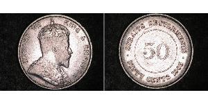 50 Цент Стрейтс-Сетлментс (1826 - 1946) Срібло Едвард VII (1841-1910)