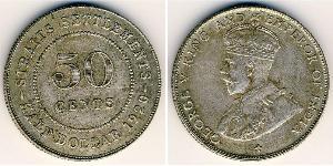 50 Цент Стрейтс-Сетлментс (1826 - 1946) Срібло Георг V (1865-1936)